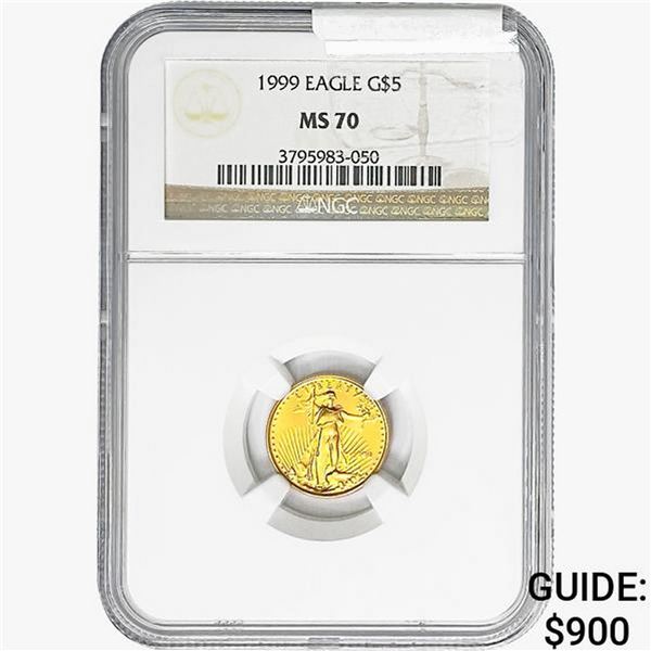 1999 1/10oz $5 AGE NGC MS70