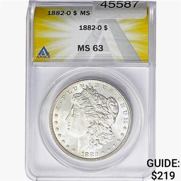 1882-O Morgan Silver Dollar ANACS MS63