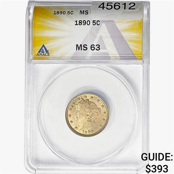 1890 Liberty Victory Nickel ANACS MS63