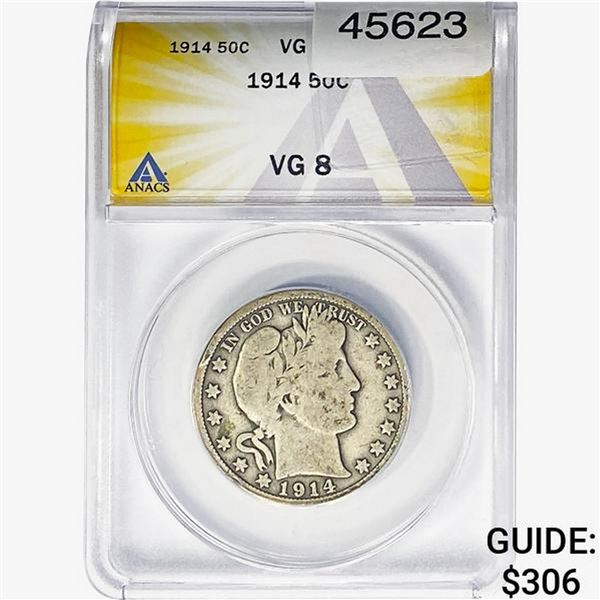1914 Barber Half Dollar ANACS VG8