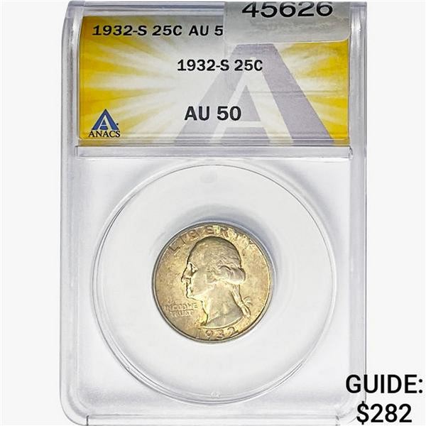 1932-S Washington Silver Quarter ANACS AU50