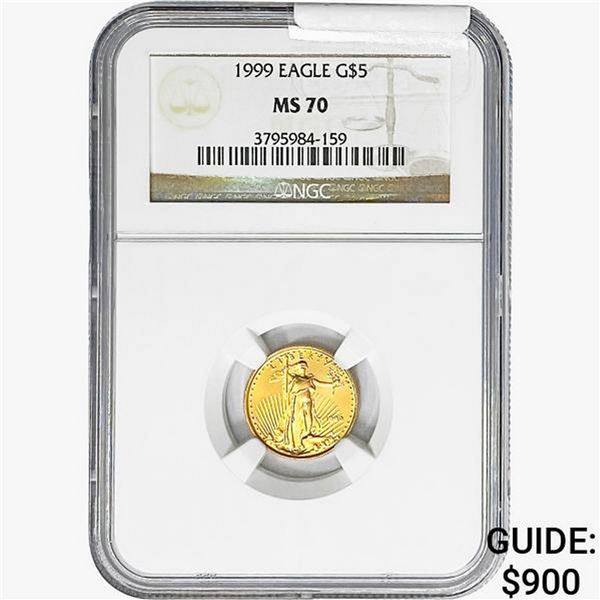 1999 1/10oz $5 AGE NGC MS70