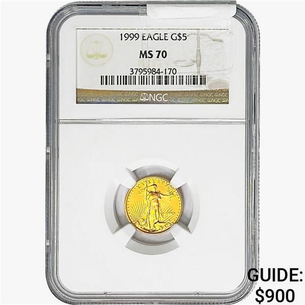 1999 1/10oz $5 AGE NGC MS70