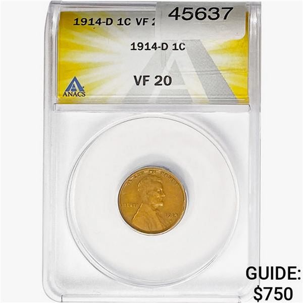 1914-D Wheat Cent ANACS VF20
