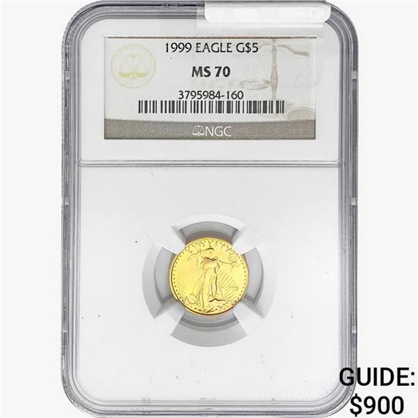 1999 1/10oz $5 AGE NGC MS70
