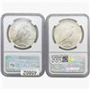 Image 2 : [2] 1922 & 1924 Silver Peace Dollar NGC MS63
