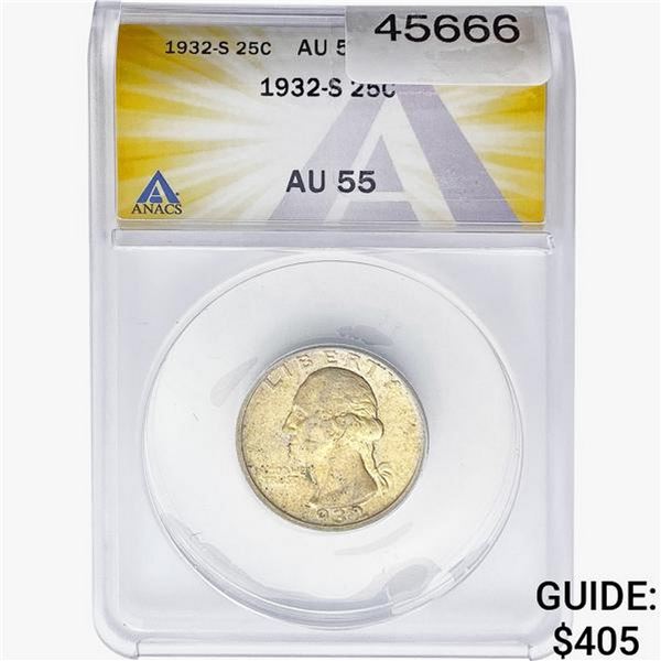 1932-S Washington Silver Quarter ANACS AU55