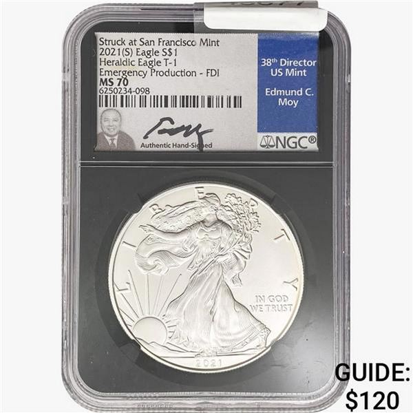2021 Silver Eagle NGC MS70 Emergency Production- FDI
