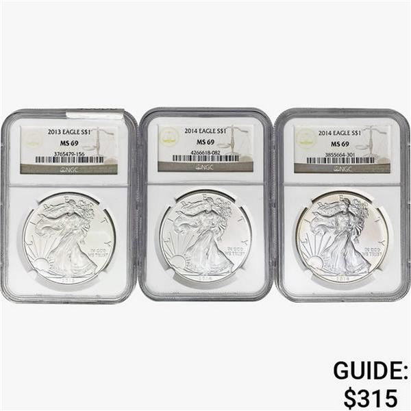 [3] 2013-2014 Silver Eagle NGC MS69