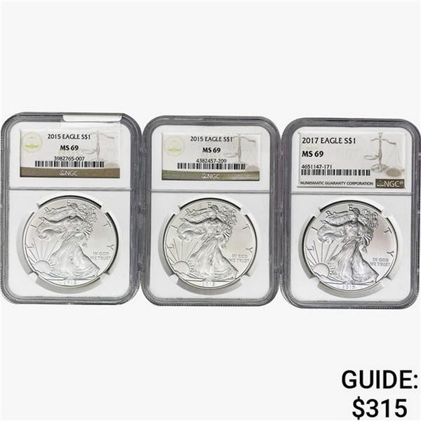 [3] 2015-2017 Silver Eagle NGC MS69