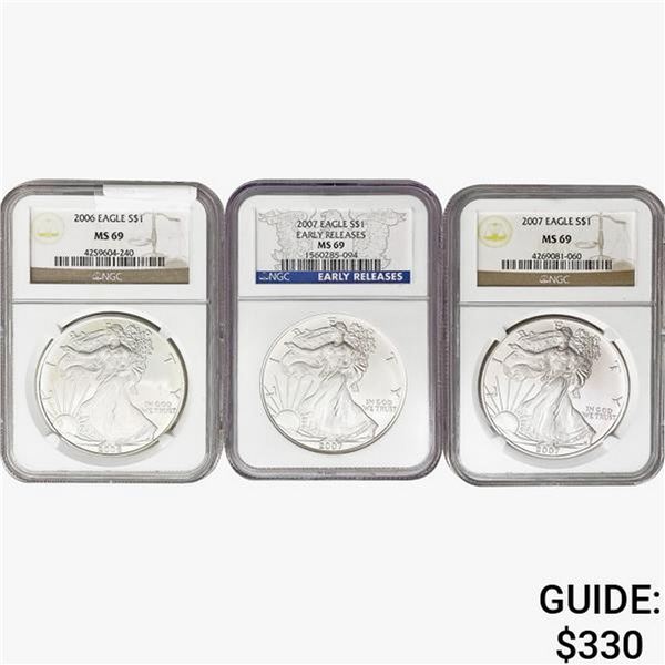 [3] 2006-2007 Silver Eagle NGC MS69