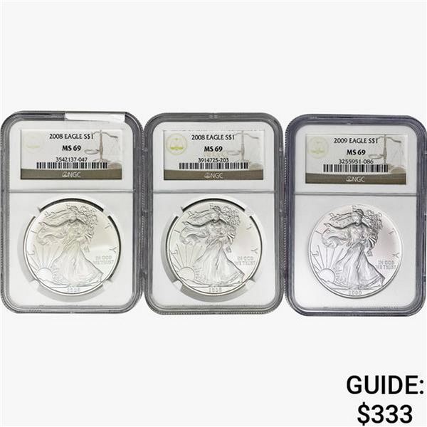 [3] 2008-2009 Silver Eagle NGC MS69