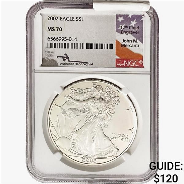 2002 Silver Eagle NGC MS70