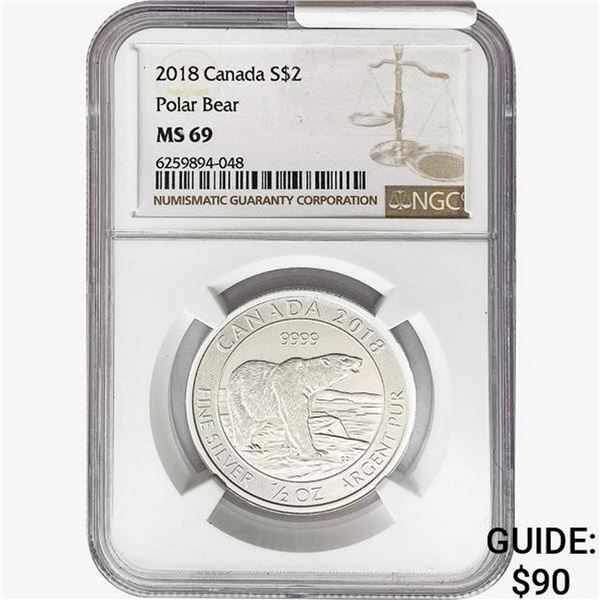2018 Canada $2 Polar Bear NGC MS69