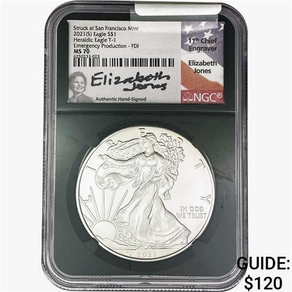 2021-S Silver Eagle NGC MS70 Emerg. Production-FDI