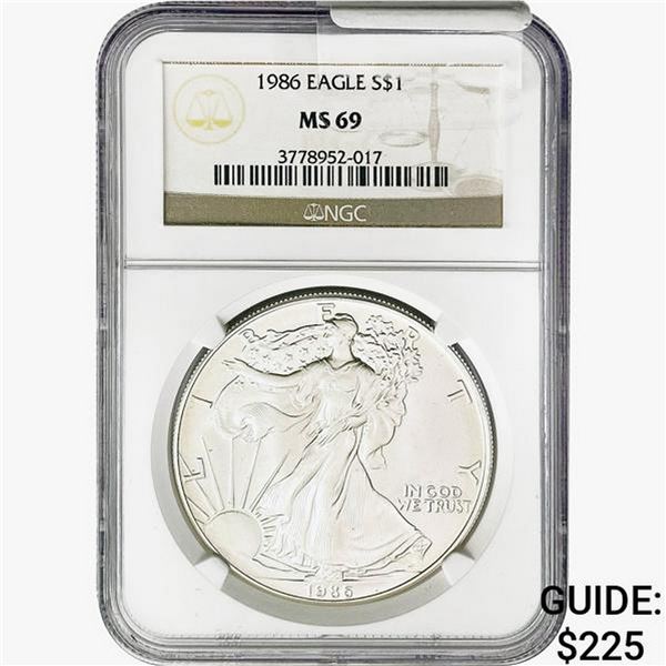 1986 Silver Eagle NGC MS69