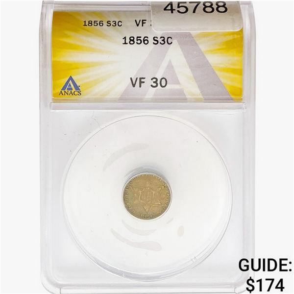 1856 Silver Three Cent ANACS VF30
