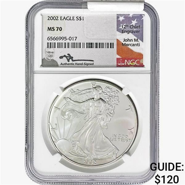 2002 Silver Eagle NGC MS70