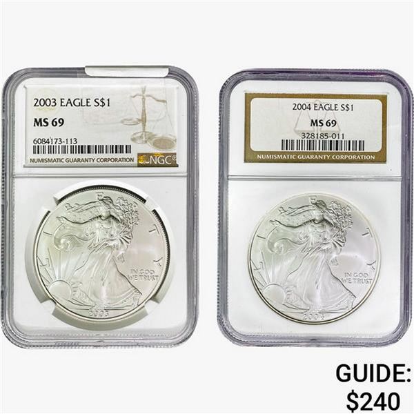 [2] 2003 & 2004 Silver Eagle NGC MS69