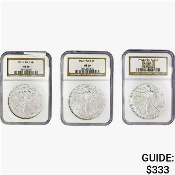[3] 1991-2003 Silver Eagle NGC MS69
