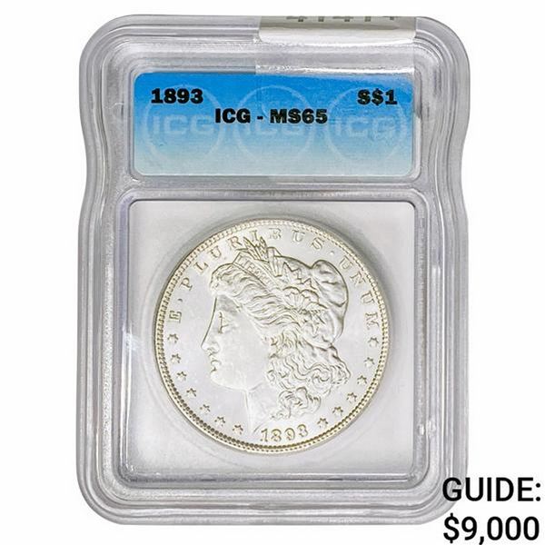 1893 Morgan Silver Dollar ICG MS65