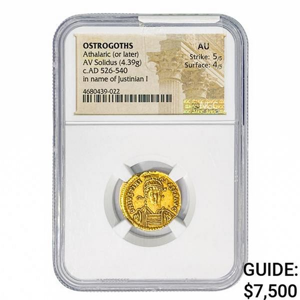 AD 526-540 Ostrogoths Athalaric Gold Solidus NGC