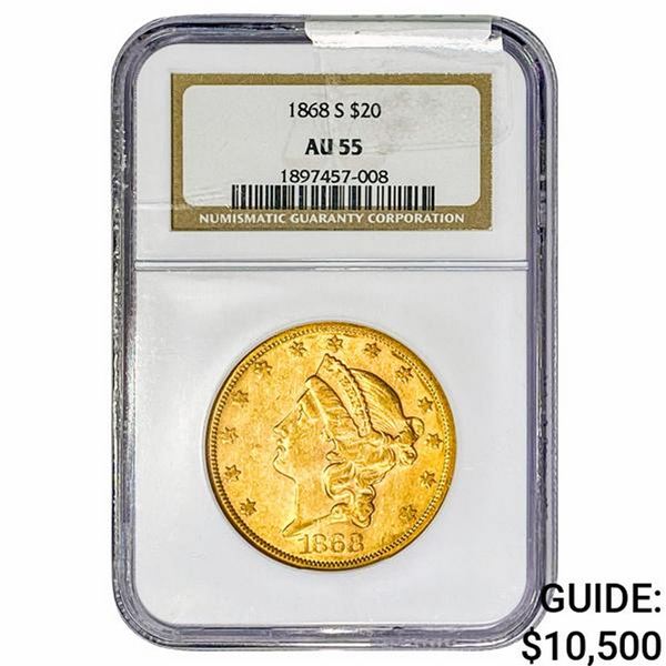 1868-S $20 Gold Double Eagle NGC AU55