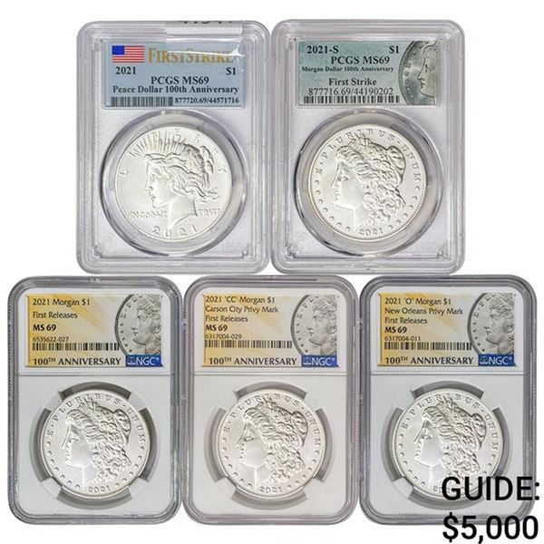 [5]2021 Morgan/Peace Silver Dollars NGC/PCGS MS69