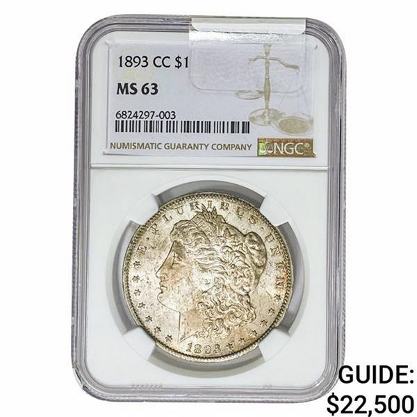 1893-CC Morgan Silver Dollar NGC MS63