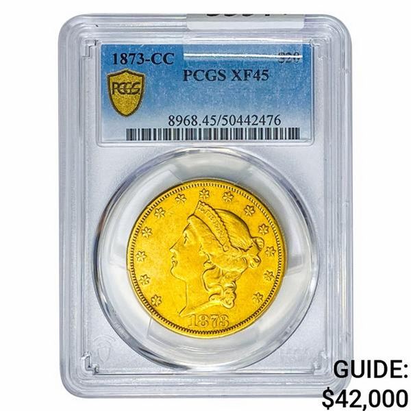 1873-CC $20 Gold Double Eagle PCGS XF45
