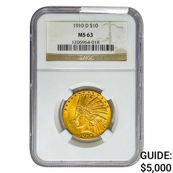 1910-D $10 Gold Eagle NGC MS63