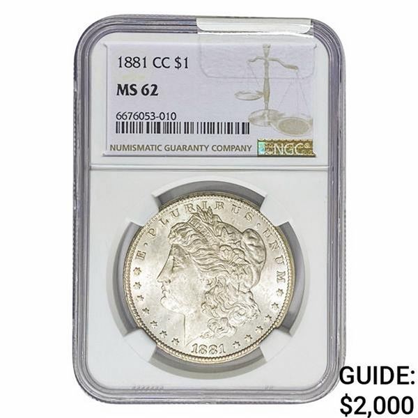 1881-CC Morgan Silver Dollar NGC MS62
