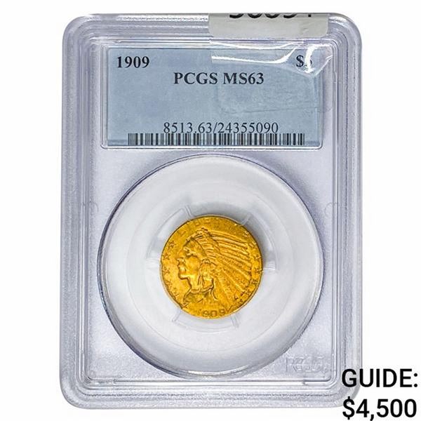 1909 $5 Gold Half Eagle PCGS MS63