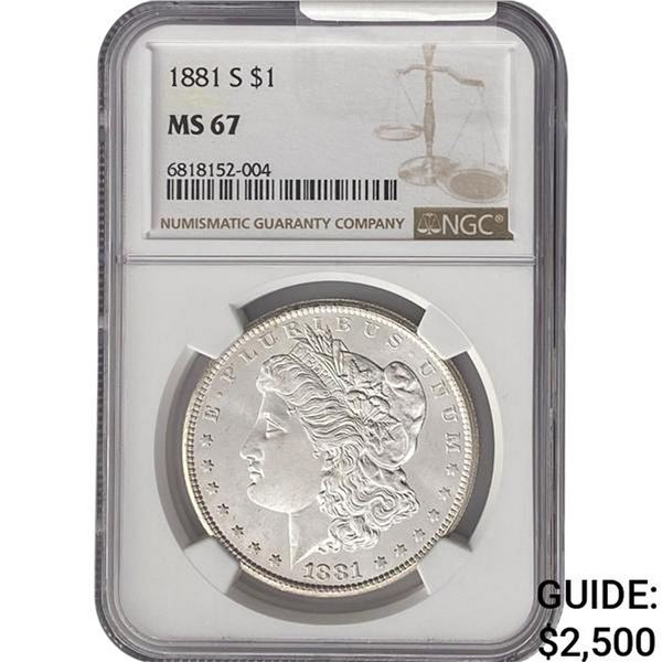 1881-S Morgan Silver Dollar NGC MS67