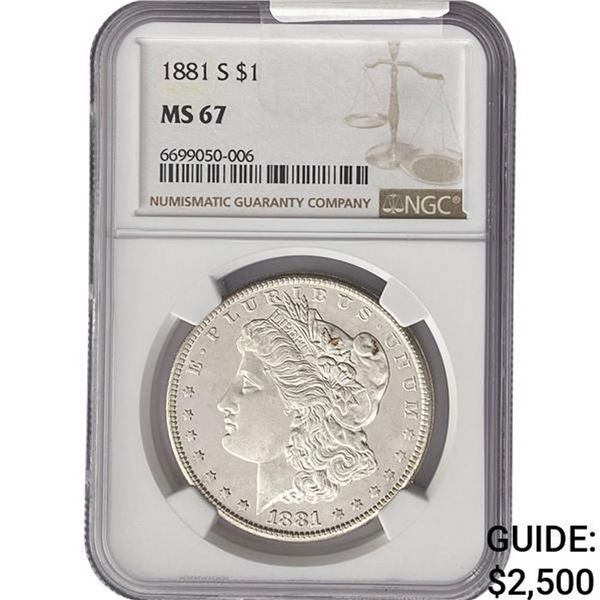 1881-S Morgan Silver Dollar NGC MS67