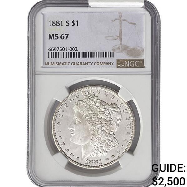 1881-S Morgan Silver Dollar NGC MS67