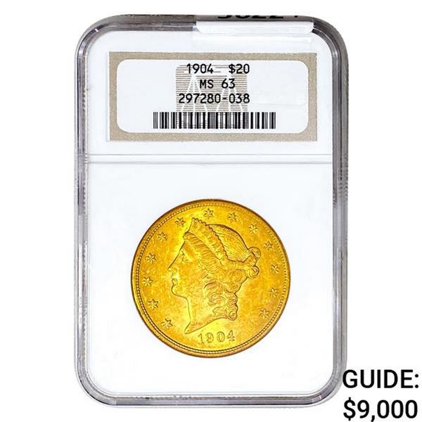 1904 $20 Gold Double Eagle NGC MS63