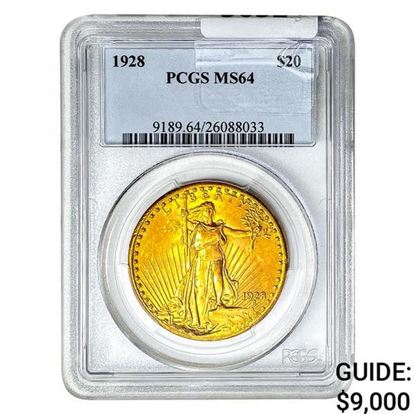 1928 $20 Gold Double Eagle PCGS MS64