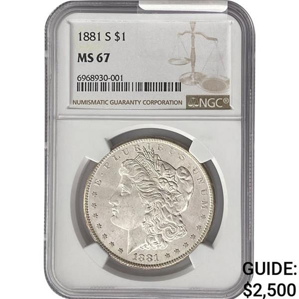 1881-S Morgan Silver Dollar NGC MS67