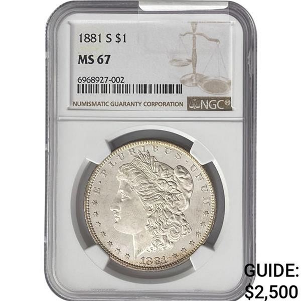 1881-S Morgan Silver Dollar NGC MS67