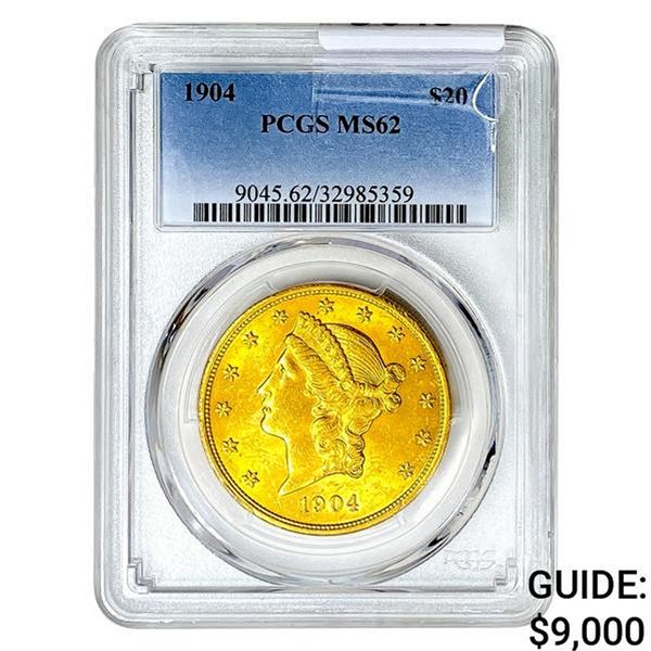 1904 $20 Gold Double Eagle PCGS MS62