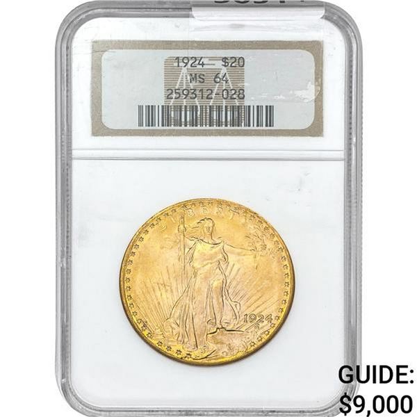 1924 $20 Gold Double Eagle NGC MS64
