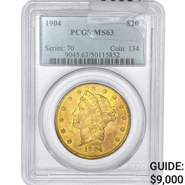 1904 $20 Gold Double Eagle PCGS MS63