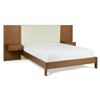 Image 2 : ARTICLE CASSIE TAUPE CHENILLE & SMOKED OAK QUEEN SIZE BED FRAME