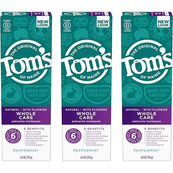 BRAND NEW 3 X 85ML TOMS OF MAINE TOOTHPASTE
