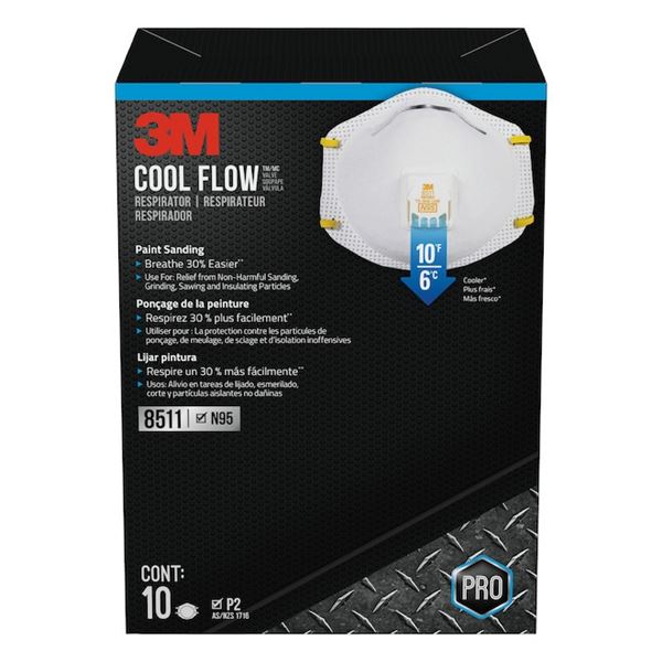 NEW 3M COOL FLOW RESPIRATORS 8511 N95- 10 COUNT
