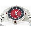 Image 9 : Rolex Mens Stainless Steel Red Vignette Ruby and Diamond Datejust Wristwatch