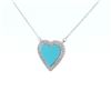 Image 3 : 14KT White Gold Turquoise and Diamond Heart Pendant with Chain