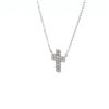 Image 2 : 14KT White Gold 0.14 ctw Diamond Cross Necklace