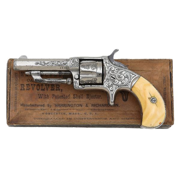 Attractive Engraved Wesson & Harrington No. 3 Single Action Pocket Revolver with Box